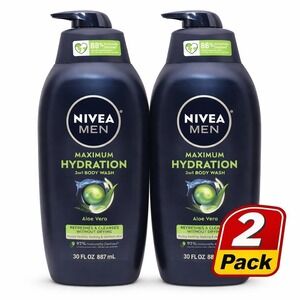 Nivea Men Maximum Hydration Body Wash Aloe Vera 30 oz 2 Pack 3-in-1